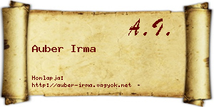 Auber Irma névjegykártya